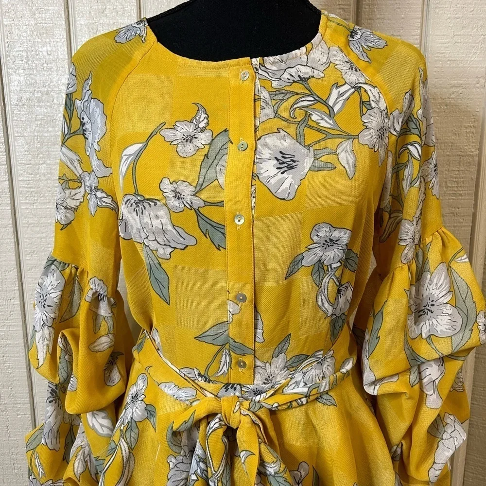 Chriselle X JOA Revive Floral Tiered Sleeve Dress, size large.